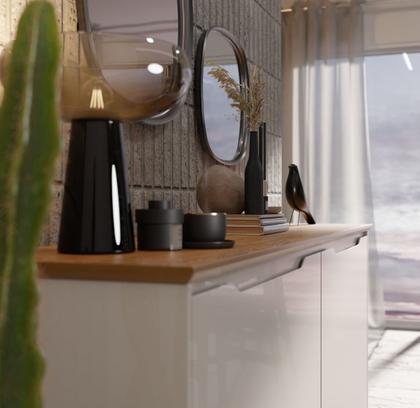 Imagem de Aparador Buffet Sala Flow 4 Portas com Pés de Madeira OffWhite - Rede Móveis