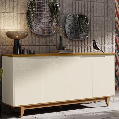 Imagem de Aparador Buffet Sala Flow Com 4 portas Pés Madeira Maciça