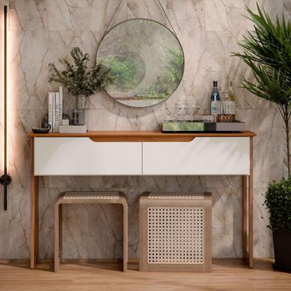 Imagem de Aparador Buffet Sala Flow Eros 2 Portas com Pés de Madeira OffWhite com Freijó - Rede Móveis