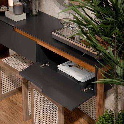 Imagem de Aparador Buffet Sala Flow Eros 2 Portas com Pés de Madeira Preto com Freijó - Rede Móveis