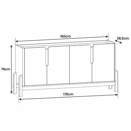 Imagem de Aparador Buffet Sala Lizz 170cm com Pés de Madeira Maciça