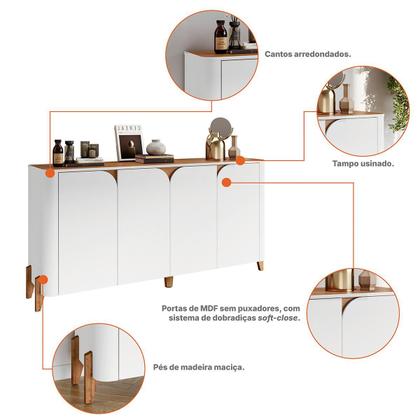 Imagem de Aparador Buffet Sala Memphis com Pés de Madeira Maciça