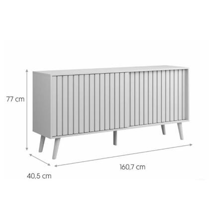 Imagem de Aparador Buffet Trancoso Porta De Correr Ripada Tampo Em Mdf Nature Ripado 160cm