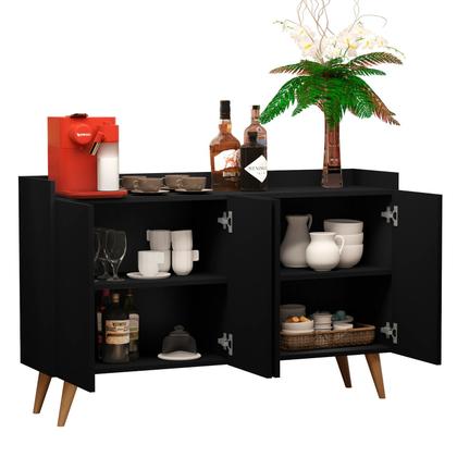 Imagem de Aparador Buffet VENEZA Retrô Pés Palito 4 Portas Preto ENVIA SOMENTE 01 UN