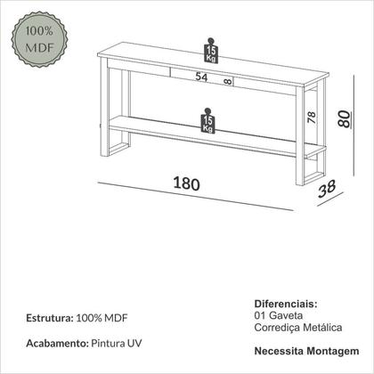 Imagem de Aparador com 1 Gaveta 80cm X 88cm X 180cm