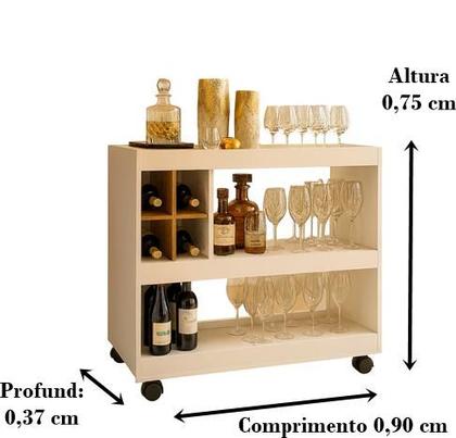 Imagem de Aparador com Adega Bar Rodizio Luxuoso 4050 Sandy Cores - MJM Casa dos Móveis