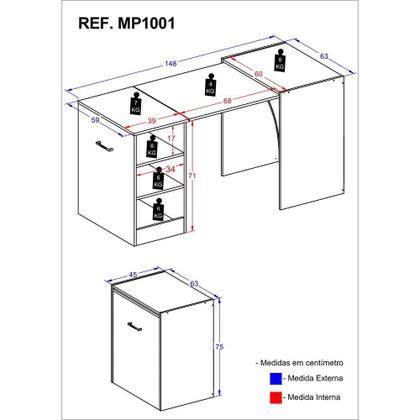 Imagem de Aparador com Mesa Dobrável Cantinho do Café Ibiza Multimóveis Branco