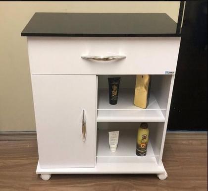 Imagem de Aparador Com Uma Porta E Gaveta  Para cozinha Cafeteira Com Tampo Na Cor Preta