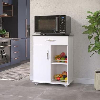 Imagem de Aparador Com Uma Porta E Gaveta  Para cozinha Cafeteira Com Tampo Na Cor Preta