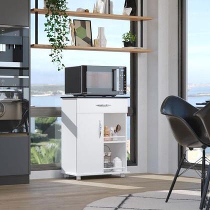 Imagem de Aparador Com Uma Porta E Gaveta  Para sala  ModernoCom Tampo Na Cor Preta