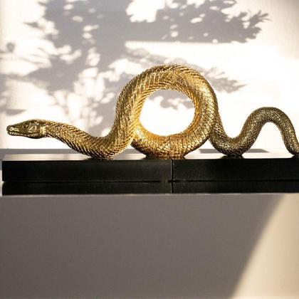Imagem de Aparador De Livros Serpente Em Poliresina Dourado - D'rossi