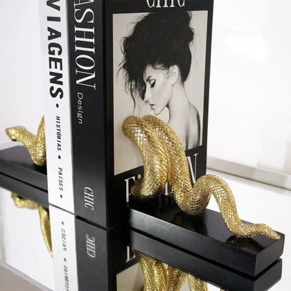 Imagem de Aparador De Livros Serpente Em Poliresina Dourado - D'rossi