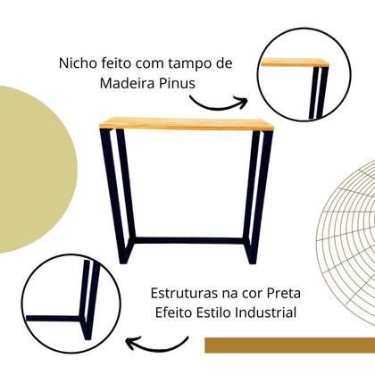 Imagem de Aparador De Madeira Estilo Industrial Buffet Sala Jantar Decorativo Casa Apartamento Decoração Objetos Café Coffee