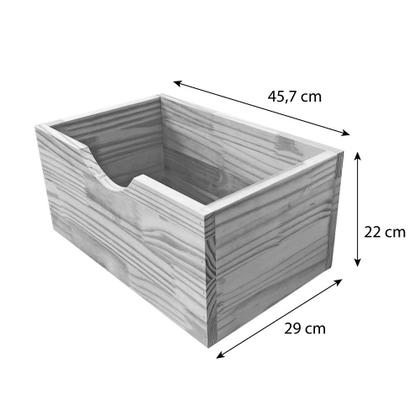 Imagem de Aparador de Madeira Pinus Linea de 4 Prateleiras Ample com 2 Gavetas Branco e Natural
