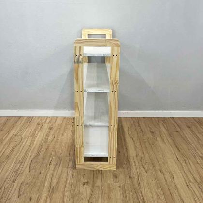 Imagem de Aparador de Madeira Pinus Linea de 4 Prateleiras Ample com 2 Gavetas Branco e Natural