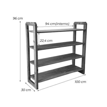 Imagem de Aparador de Madeira Pinus Linea de 4 Prateleiras Ample com 2 Gavetas Branco e Natural