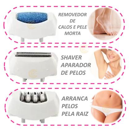 Imagem de Aparador de Pelos Feminino depilador Profissional 3 EM 1 Arranca pelos Pela Raiz