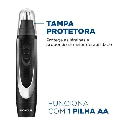 Imagem de Aparador De Pelos Mondial Classic Tr-01 Biv Preto/prata