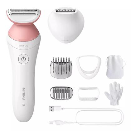 Imagem de Aparador de Pelos Philips SatinShave Série 6000 BRL146/00 - Branco e Rosa