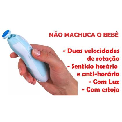 Imagem de Aparador De Unha Lixa Eletrica Infantil Bebê Buba Azul