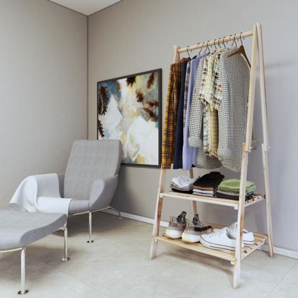 Imagem de Aparador Estilo Arara Dobravel Com Prateleiras Organizadoras De Madeira Pinus