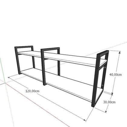 Imagem de Aparador industrial aço cor preto prateleiras 30 cm cor preto modelo ind04papr