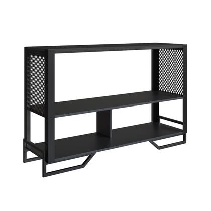 Imagem de Aparador Industrial Buffet Sala 2 Prateleiras Madeira Metal 134cm