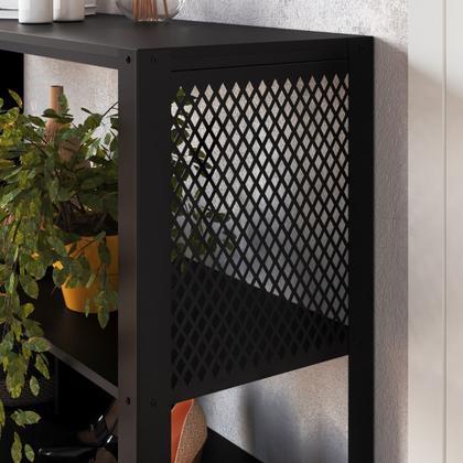 Imagem de Aparador Industrial Buffet Sala 2 Prateleiras Madeira Metal 134cm