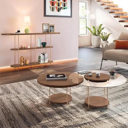 Imagem de Aparador Infinity e Mesas de Centro Sky com Tampo de Vidro e em MDF - HB Móveis