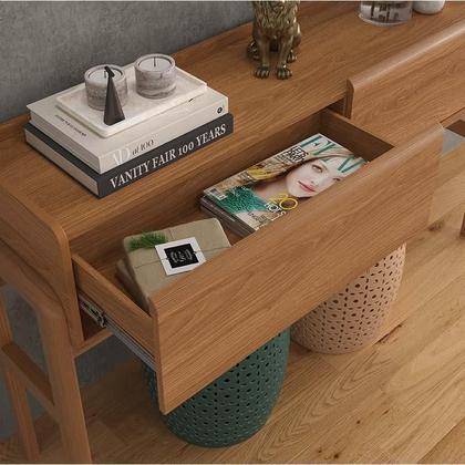 Imagem de Aparador Moderno 2 Gavetas Pés Madeira 143cm Elegance Lukaliam Jequitiba