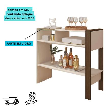 Imagem de Aparador Nichos Decoração Sofisticado MDP/MDF Resistente