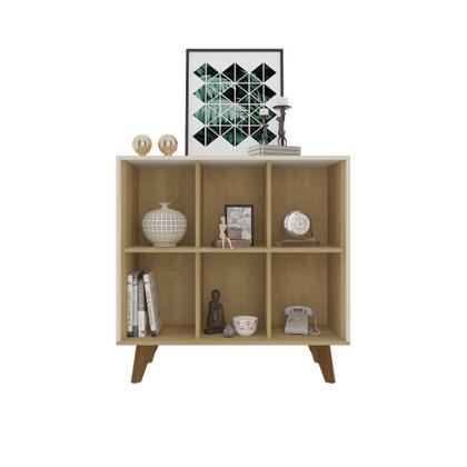 Imagem de Aparador Organizador RV Móveis Panamá com nicho e prateleiras pés estilo retro Cinamomo OFF White