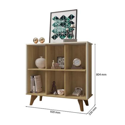 Imagem de Aparador Organizador RV Móveis Panamá com nicho e prateleiras pés estilo retro Cinamomo OFF White