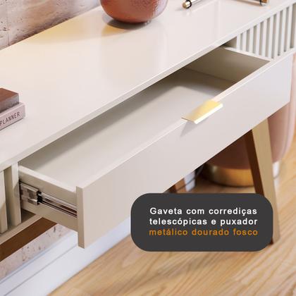 Aparador Para Sala 1 Gaveta Branco Pés em Madeira - Alpoim Imagem de Aparador Para Sala 1 Gaveta Branco Pés em Madeira