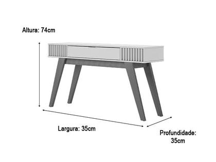 Aparador Para Sala 1 Gaveta Branco Pés em Madeira - Alpoim Imagem de Aparador Para Sala 1 Gaveta Branco Pés em Madeira