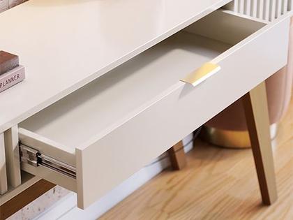 Aparador Para Sala 1 Gaveta Branco Pés em Madeira - Alpoim Imagem de Aparador Para Sala 1 Gaveta Branco Pés em Madeira