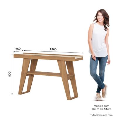 Imagem de Aparador para Sala 1 Prateleira MDP Nature Off White 136cm Menphis Marrom