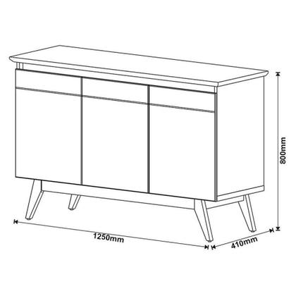 Imagem de Aparador Para Sala Buffet Ambiente Classic 3 Portas Com Gaveta Off White Nature - Imcal