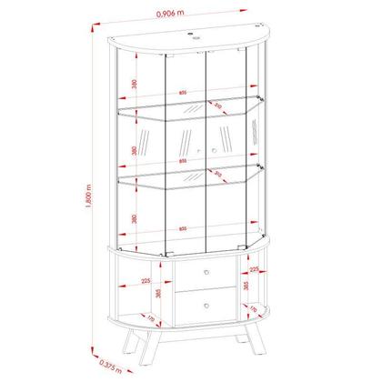 Imagem de Aparador para Sala Buffet Ambiente Mônaco e Cristaleira Moss Cinamomo Off White  Madetec