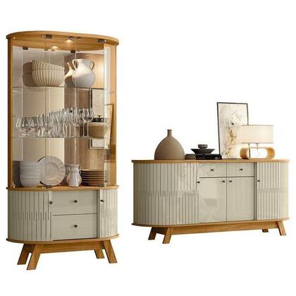 Imagem de Aparador Para Sala Buffet Ambiente Mônaco E Cristaleira Moss Cumaru Opala  Madetec