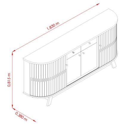Imagem de Aparador para Sala Buffet Mônaco Cinamomo Off White  Madetec