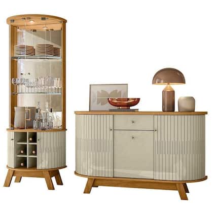 Imagem de Aparador Para Sala Buffet Monza E Cristaleira Marina Cumaru Opala - Madetec