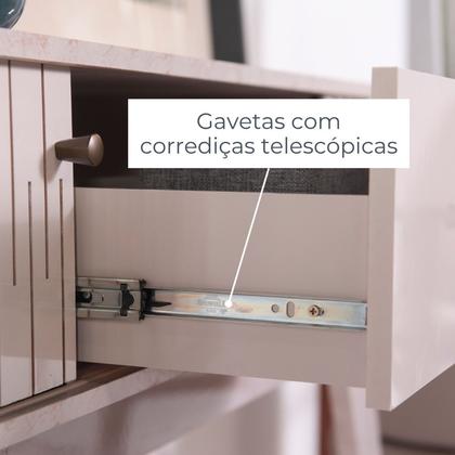 Imagem de Aparador para Sala de Estar 2 Portas Flexíveis em MDF Curvo 1 Gaveta Estoril Laranja/Cinamomo/Off White