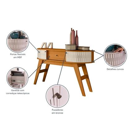 Imagem de Aparador para Sala de Estar 2 portas Flexíveis em MDF Curvo 1 Gaveta Estoril