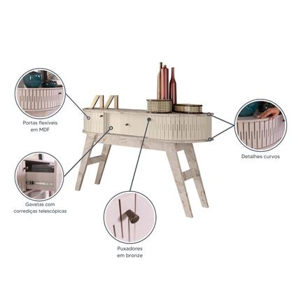 Imagem de Aparador para Sala de Estar 2 portas Flexíveis em MDF Curvo 1 Gaveta Estoril