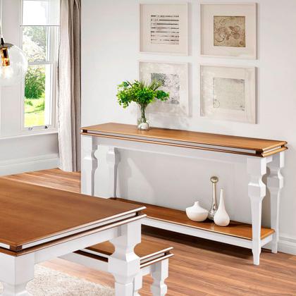 Imagem de Aparador para Sala e Divisor de Ambiente com 1 Prateleira 2004 Manchester Linz Móveis - Cinza/Imbuia Glazer