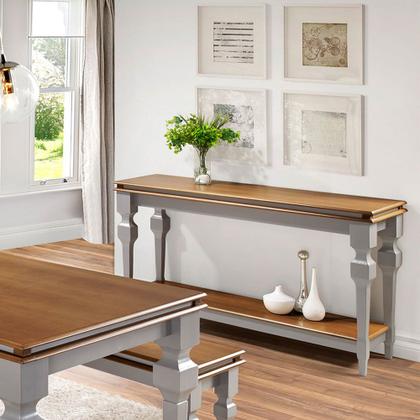 Imagem de Aparador para Sala e Divisor de Ambiente com 1 Prateleira 2004 Manchester Linz Móveis - Cinza/Imbuia Glazer