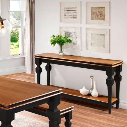 Imagem de Aparador para Sala e Divisor de Ambiente com 1 Prateleira 2004 Manchester Linz Móveis - Preto/Imbuia Glazer