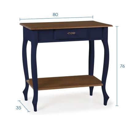 Imagem de Aparador para Sala Pés Luis XV com Gaveta e Prateleira 1010P Linz Móveis - Azul Petróleo/Imbuia Glazer