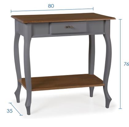 Imagem de Aparador para Sala Pés Luis XV com Gaveta e Prateleira 1010P Linz Móveis - Cinza/Imbuia Glazer